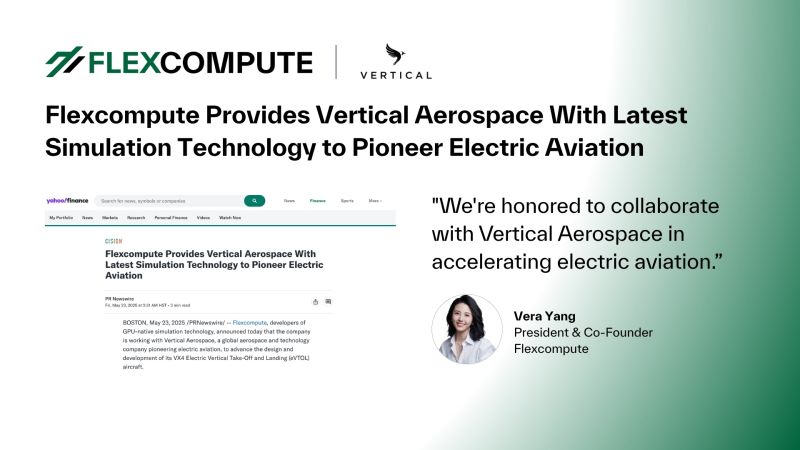 Flexcompute Provides Vertical Aerospace With Latest Simulation Technology to Pioneer Electric Aviation