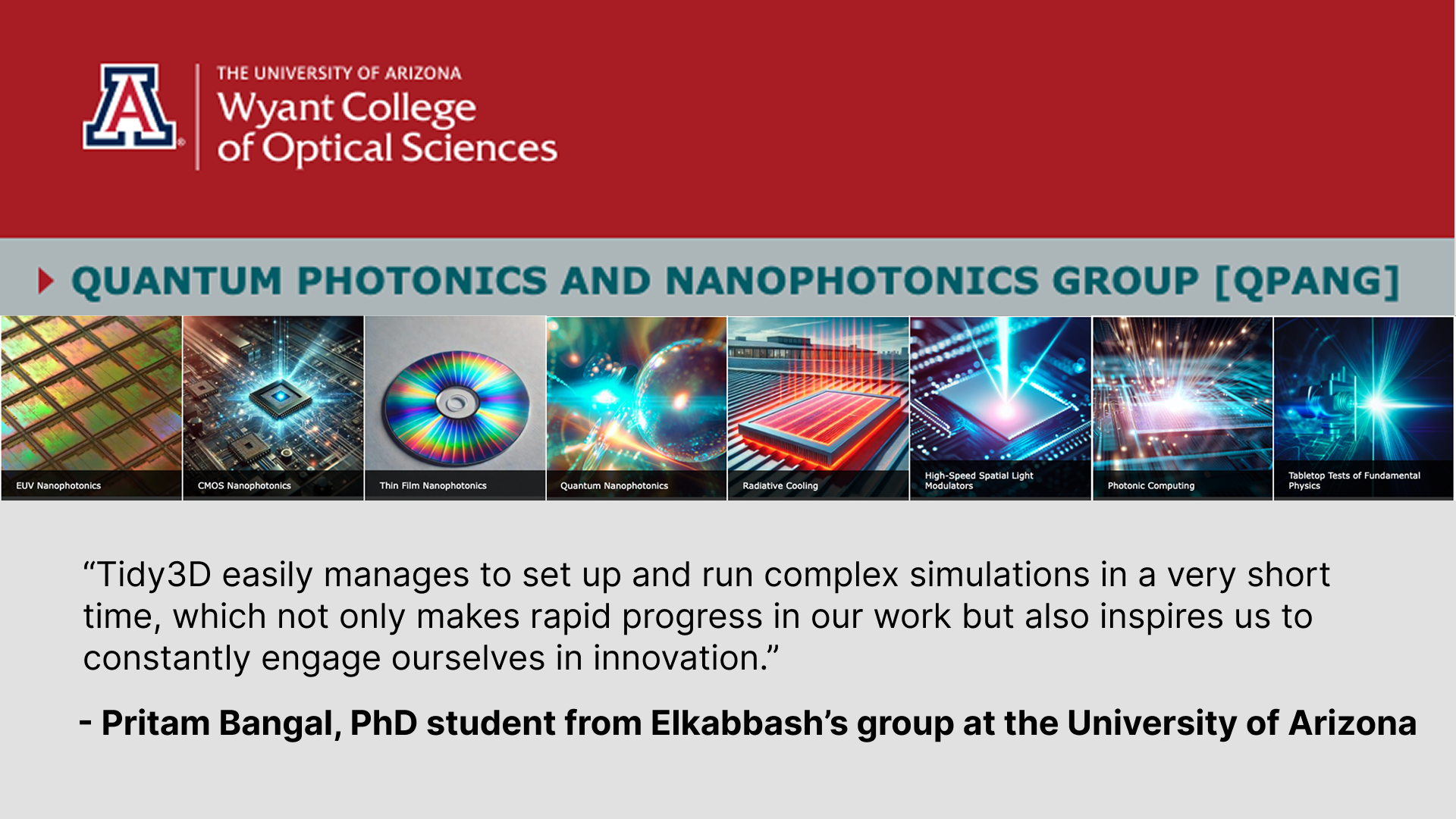 University of Arizona’s Quantum Nano-photonics Group Pushes Boundaries in Nanophotonic Research with Tidy3D